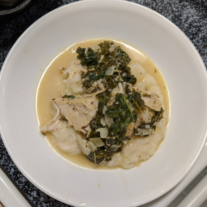 Braised Chicken and Kale with Cauliflower